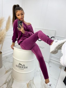 Legginsy welurowe Mielczarkowski polski produkt - burgund