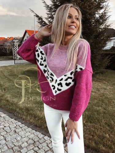 Sweter Lola polski producent J&K premium - puder + fuksja