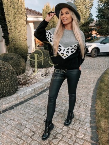 Sweter Lola polski producent J&K premium - szary + czarny