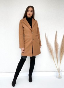 Elegancki klasyczny płaszcz Classico z  podszewką - camel