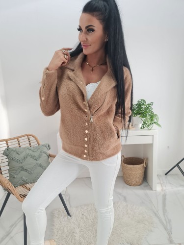 Kurtka a'la ramoneska alpaka Miriam ze złotymi napami - camel