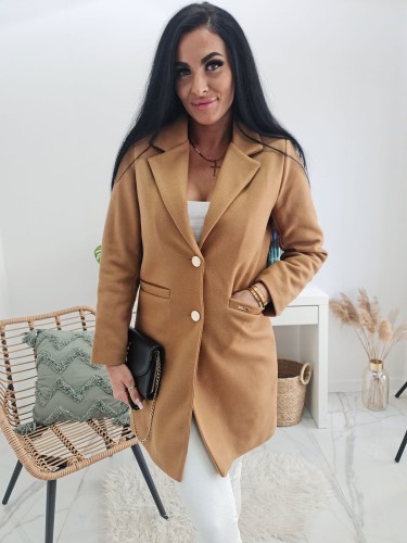 Klasyczny elegancki płaszcz Panama z podszewką - camel