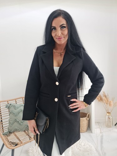 Klasyczny elegancki płaszcz Panama z podszewką - czarny