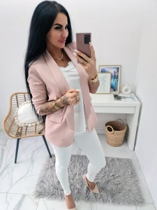 Damska marynarka żakiet Florencja produkt włoski - pudrowy róż
