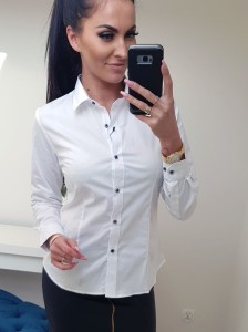 Elegancka wizytowa koszula Lavino kelnerska biurowa - biała