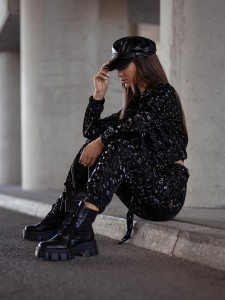 Spodnie bojówki ekoskóra Missi By Mielczarkowski Polska produkcja – czarna  panterka