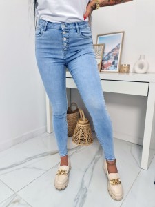 Klasyczne spodnie rurki jeansowe Paola z guzikami - jasny jeans