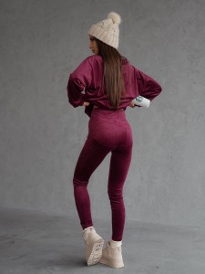 Legginsy welurowe Mielczarkowski Polski produkt  - bordo