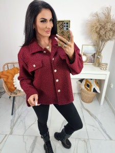 Katana koszula Anchela baranek bukla ze złotymi guzikami - bordo