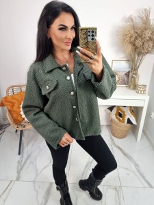 Katana koszula Anchela baranek bukla ze złotymi guzikami - khaki