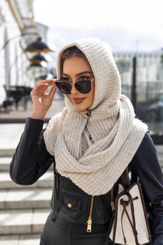 Czapkoszal balaklava z guzikiem Berta polski producent J&K premium - beżowy