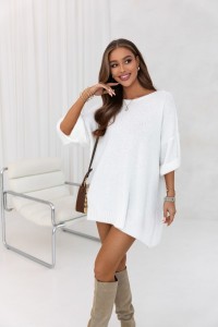 Sweter o asymetrycznym kroju Sonia polski produkt J&K premium - biały