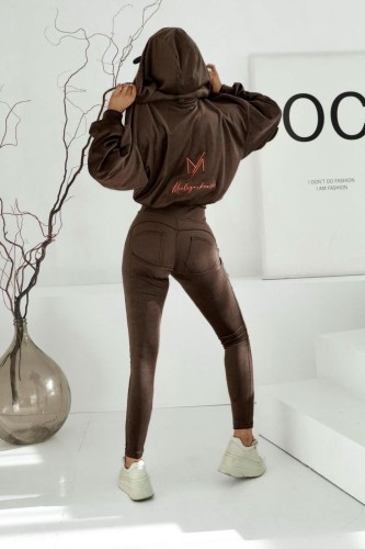 Legginsy welurowe Mielczarkowski polski produkt - czekolada brąz