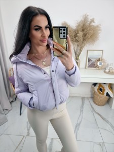  Wiosenna krótka kurtka Everly z kapturem  - jasny wrzos