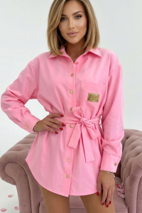 Koszula Vasari Marshallow złote guziki + pasek - koral 