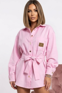 Koszula Vasari Marshallow złote guziki + pasek - pudrowy róż