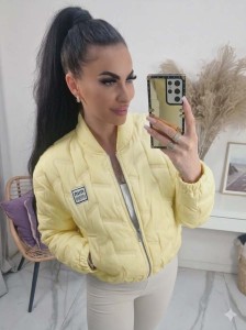  Wiosenna krótka kurtka MinMin ze stójką uniwersalna - żółty