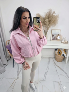 Kurtka bomberka Clarisa na suwak ze ściągaczem  - pudrowy róż