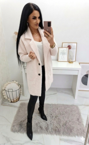 Płaszcz alpaka Larry jasny łososiowy