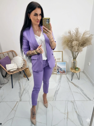 Klasyczny damski  garnitur komplet Livia - liliowy