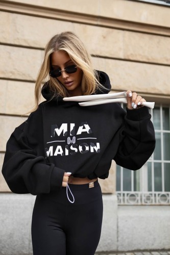Bluza Nova Hood Mia Maison z kapturem i ściągaczem - czarna
