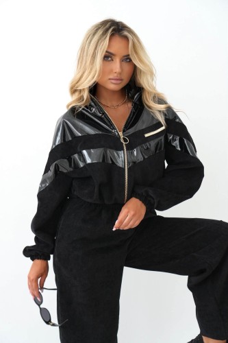 Dres Fusion komplet LA MONNE aksamit jeans lateks - czarny