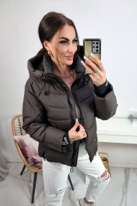Ocieplana Zimowa Kurtka Play z Kapturem i Ściągaczami - czekoladowa brąz