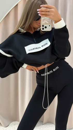 Bluza Tab Mia Maison ze ściągaczem i stoperami - czarna