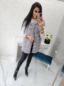 Uniwersalna kamizelka futrzana Tress futerko - jasno szara